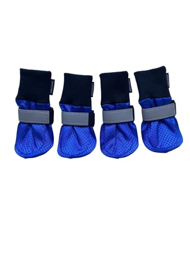 LONSUNEER Pfotenschutzstiefel, weiche Sohle, rutschfest und reflektierend, 4 Stück, Blau, Größe XS von LONSUNEER