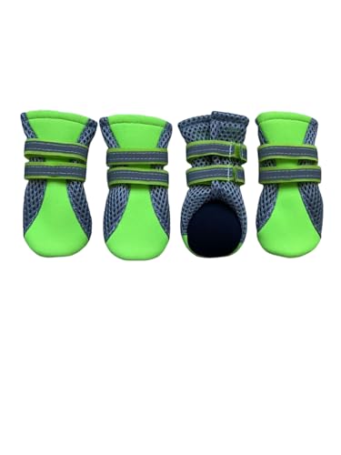 LONSUNEER Puppy Soft Sole Nonslip Mesh Boots, with 2 Reflective Straps, Breathable and Cool, Set of 4, Bright Green Size XXS von LONSUNEER