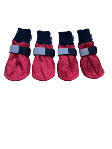 LONSUNEER Winterstiefel, Pfotenschutz, wasserdicht, weiche Sohle und rutschfest, 4 Stück, Farbe: Rot, Größe L von LONSUNEER