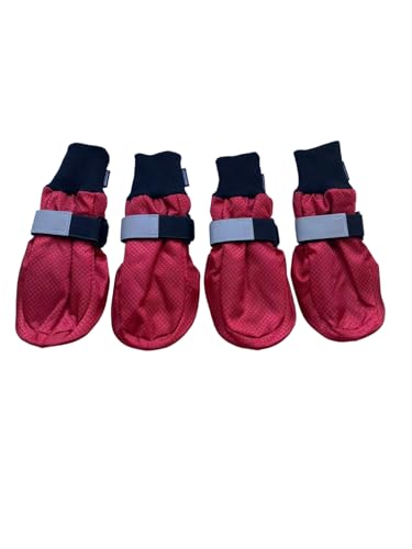 LONSUNEER Winterstiefel, Pfotenschutz, wasserdicht, weiche Sohle und rutschfest, 4 Stück, Farbe: Rot, Größe XL von LONSUNEER