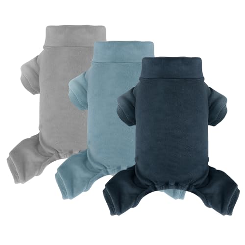 Fleece-Hunde-Pyjama, Rollkragen-Thermo-Schlafanzug, Haustier-Outfits, warmer Einteiler, weiche Welpenkleidung für kleine Hunde und Katzen, 3-teilig, GYBUNB, XS von LONTEPET