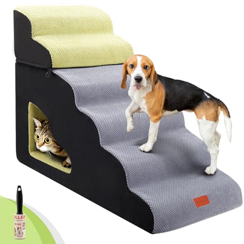 LOOBANI Hundetreppe für Hochbett, 76,2 cm Höhe, 6 Stufen, weicher Schaumstoff, gespleißte Hundetreppe für Bett, rutschfeste stabile Haustiertreppe, Hunderampe für kleine Hunde, ältere Haustiere, Grau von LOOBANI