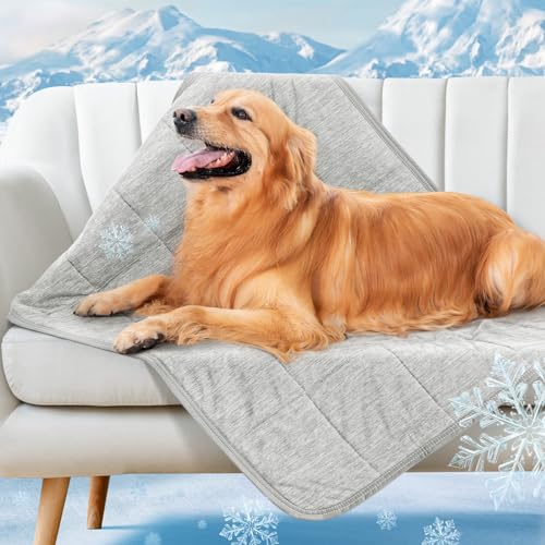 LOOBANI Kühldecke für große Hunde – waschbare Kühldecke für Hunde, Q-Max> 0,4, weiche, leichte Haustierdecke, geeignet für Bettdecke, Couch, Sofa, Schutz von Möbeln, 76 x 101 cm, Grau von LOOBANI