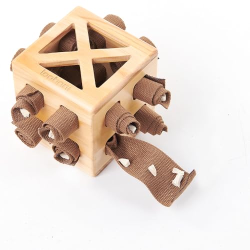 LOOBANIPET Schnüffelspielzeug aus Holz, interaktives Hunde-Puzzle-Spielzeug, geistige Stimulation & Leckerli-Spender für kleine bis große Hunde von LOOBANIPET