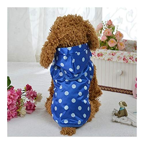 Haustier Hund Raincoat Dot Welpen wasserdichte Kleidung Hoodie-Jacke for kleine Hunde Regen Mantel-Kleid-Hunde-Bekleidung Pet Supplies (Color : Blue, Size : L) von LOOEST