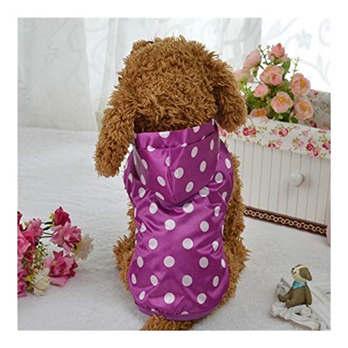 Haustier Hund Raincoat Dot Welpen wasserdichte Kleidung Hoodie-Jacke for kleine Hunde Regen Mantel-Kleid-Hunde-Bekleidung Pet Supplies (Color : Purple, Size : L) von LOOEST