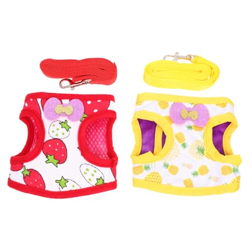 LOORGVEL 2 Sätze Kaninchen Geschirr und Leine für Draußen Verstellbar Atmungsaktiv mit Süßem Obstprint Gelb Ananas Rot Erdbeere Robustes Bunny Pulling Rope für Hasen LOORGVEL 2 Sätze Kaninchen Geschirr und Leine für Draußen Verstellbar Atmungsaktiv mit Süßem Obstprint Gelb Ananas Rot Erdbeere Robustes Bunny Pulling Rope für Hasen von LOORGVEL