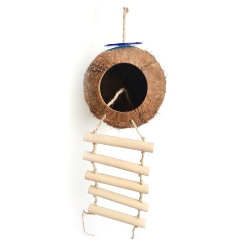 LOORGVEL Vogel Kokosnussschale mit Leiter Versteck für Wellensittiche Sittiche und Kleintiere Sicherer Rückzugsort aus Natürlicher Kokosnussschale Warmes Nest für Kleine Zufällige Farbe LOORGVEL Vogel Kokosnussschale mit Leiter Versteck für Wellensittiche Sittiche und Kleintiere Sicherer Rückzugsort aus Natürlicher Kokosnussschale Warmes Nest für Kleine Zufällige Farbe von LOORGVEL