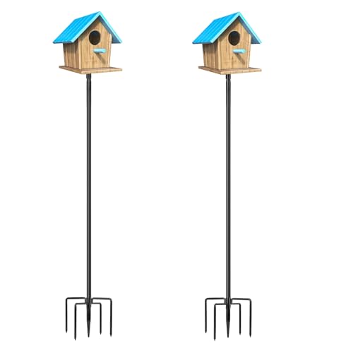 Vogelhaus-Stange, 2 Stück, 270 cm, Vogelhaus-Stangen-Montage-Set mit 5 Zinken für den Außenbereich, Vogelhaus und Vogelfutterspender (ohne Vogelhaus) von LOPANNY