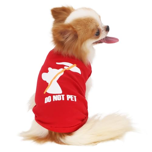 LOPHIPETS Do Not Pet Hunde-Shirts für kleine Chihuahua, Yorkie, Welpen, Katzen, T-Shirt, Rot, Größe S von LOPHIPETS