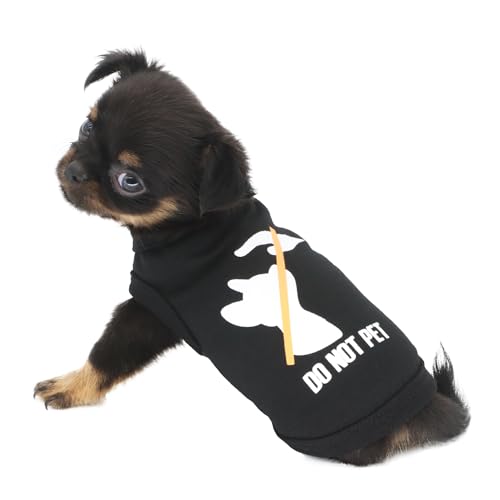 LOPHIPETS Hunde-Shirt, Weste mit Aufdruck "Do Not Pet", für kleine Teetasse, Chihuahua, Yorkie, Welpen, Katzen, T-Shirt, Schwarz, Größe XS von LOPHIPETS