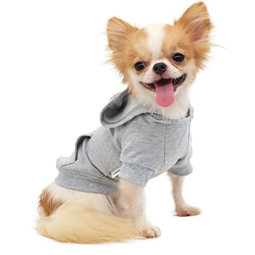 LOPHIPETS Leichter Kapuzenpullover aus Baumwolle für kleine Hunde - Kapuzen-Sweatshirt für Chihuahuas, Welpen und Spielzeugrassen, Grau/L von LOPHIPETS