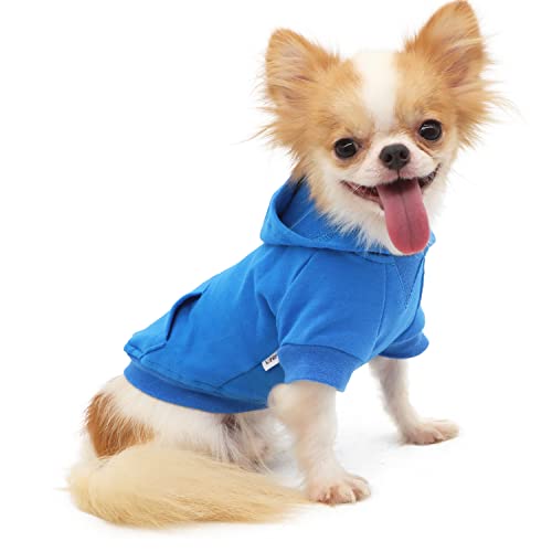 LOPHIPETS Leichter Kapuzenpullover aus Baumwolle für kleine Hunde - Kapuzen-Sweatshirt für Chihuahuas Welpen und Spielzeugrassen, Blau/M von LOPHIPETS