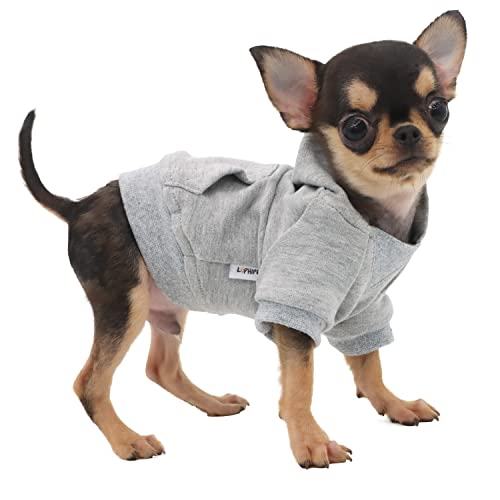 LOPHIPETS Leichter Kapuzenpullover aus Baumwolle für kleine Hunde - Kapuzen-Sweatshirt für Chihuahuas Welpen und Spielzeugrassen, Grau/XS von LOPHIPETS