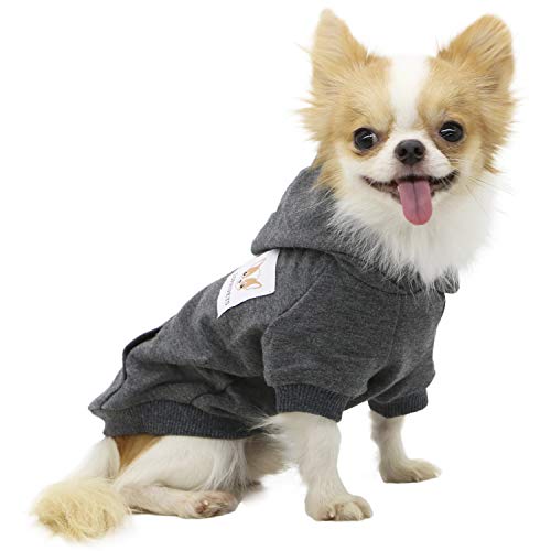 LOPHIPETS Hunde-Kapuzenpullover aus Baumwolle, für kleine Hunde, Chihuahua, Welpen, für kaltes Wetter, Anthrazit/M von LOPHIPETS