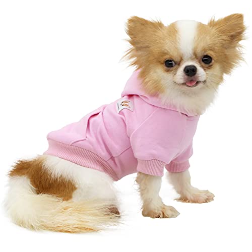 LOPHIPETS Hunde-Kapuzenpullover aus Baumwolle für kleine Hunde, Chihuahua, Welpen, Kleidung, kaltes Wetter, Rosa/XL von LOPHIPETS