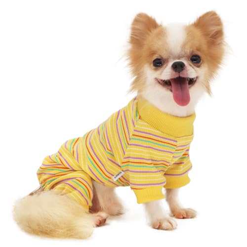 LOPHIPETS Hunde-Pyjama, Einteiler für kleine Bichon-Kleidung, Gelb/XL von LOPHIPETS