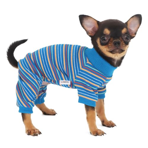 LOPHIPETS Hunde-Pyjama, Einteiler für kleine Hunde, Teetasse, Chihuahua, Yorkie, Welpen, Katzen, Kleidung, Blau/Größe XXS von LOPHIPETS