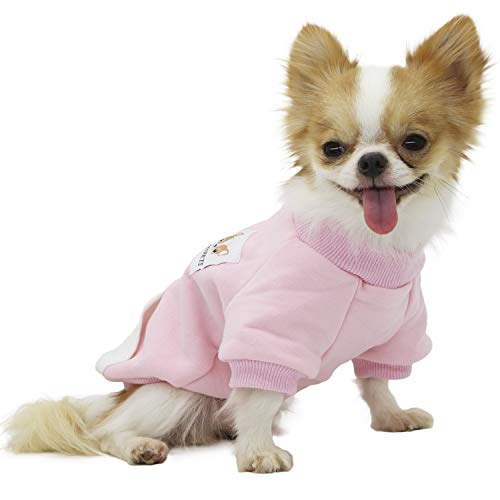 LOPHIPETS Warme Baumwoll-Sweatshirts für kleine Hunde, Chihuahua, Welpen, Kleidung, kaltes Wetter, Rosa/S von LOPHIPETS