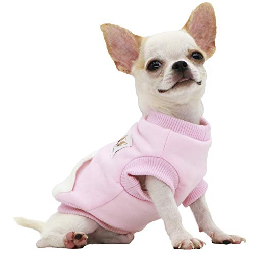 LOPHIPETS Hunde-Sweatshirt aus Baumwolle, für kleine Hunde, Chihuahua, Welpen, für kaltes Wetter, Rosa/XS von LOPHIPETS