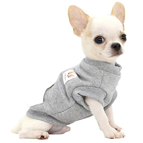 LOPHIPETS Hunde-Sweatshirt aus Baumwolle, für kleine Hunde, Chihuahua, Welpen, für kaltes Wetter, grau/XS von LOPHIPETS