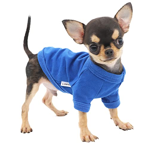 LOPHIPETS Hunde-T-Shirt für kleine Hunde, 100 % Baumwolle, Teetasse, Chihuahua, Yorkie, Welpenkleidung, Blau/XS von LOPHIPETS