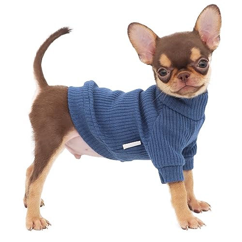 LOPHIPETS Rollkragenpullover für kleine Hunde, für Chihuahua, Yorkie, Welpen, Katzen, Blau, XXS von LOPHIPETS