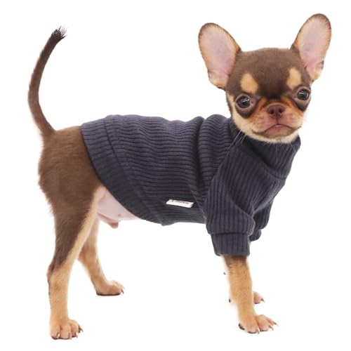 LOPHIPETS Rollkragenpullover für kleine Hunde, für Chihuahua, Yorkie, Welpen, Katzen, Dunkelgrau/XXS von LOPHIPETS