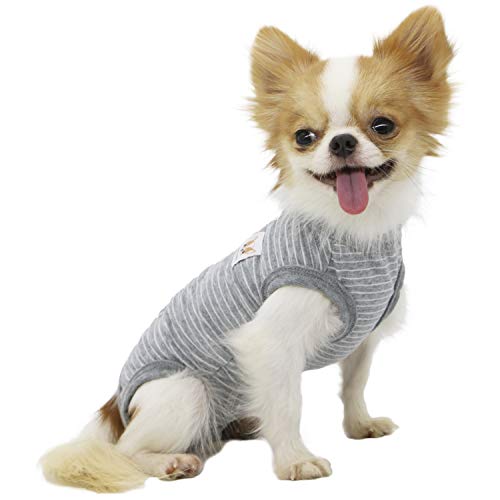 LOPHIPETS Schlafanzüge für kleine Hunde, Chihuahua, Yorkie, Teetasse, Welpen, Katzen, Grau, gestreift, Größe S von LOPHIPETS