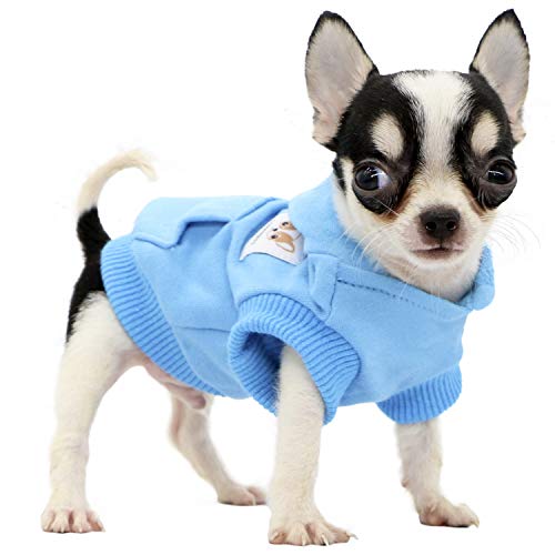 Lophipets Hunde-Kapuzenpullover aus Baumwolle, für kleine Hunde, Chihuahua, Welpen, für kaltes Wetter, Cambridge-Blau/XS von LOPHIPETS