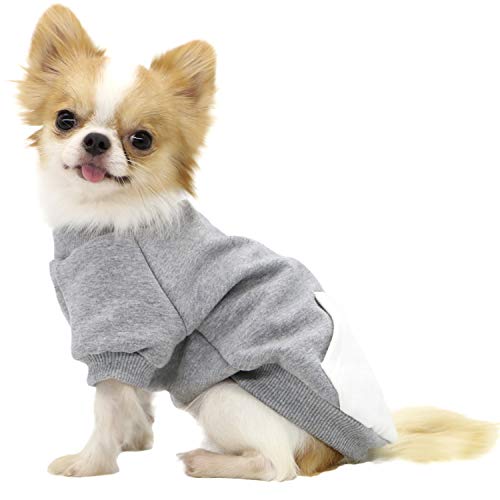 LOPHIPETS Warme Hunde-Sweatshirts aus Baumwolle für kleine Hunde, Chihuahua, Welpenkleidung, kaltes Wetter, Grau/XL von LOPHIPETS