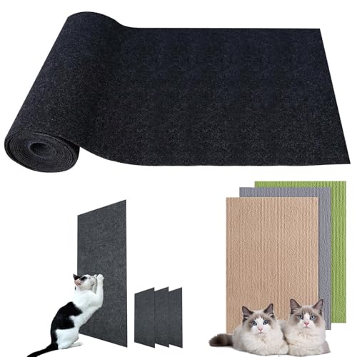 Kratzmatte Selbstklebend Katzen, Kratzwand FüR Katzen, DIY Climbing Cat Scratcher, Kratzmatten FüR Katzen, Kratzmatte Katze Wand Selbstklebend (40 * 100cm,Schwarz) von LOPUCK