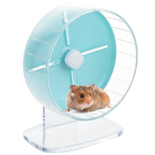 LOPYXBR Leise Hamsterräder, 20 cm, leises Acryl-Spinner-Hamsterrad, verstellbare Höhe 20–28 cm, Hamsterrad für Igel, Rennmäuse und andere Kleintiere (klein, blau) von LOPYXBR