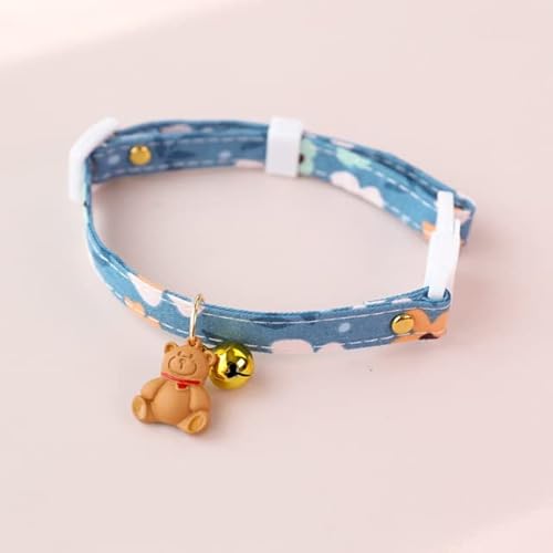 1 Packung verstellbares Katzenhalsband Bär Blume Frühling klein frisch Anhänger niedlich modisch Sicherheitsschnalle Halsband Haustier Hundehalsband mit Glocke-dunkelblauer Bär,(18-32cm),China von LORSHEL