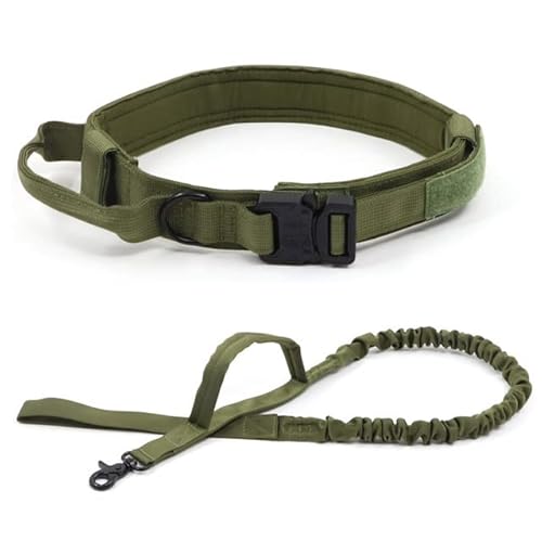 Hundehalsband Trainingshalsbänder Design Hundehalsband für große Hunde Militärisches Hundehalsband für mittelgroße und große Hunde Heimtierbedarf-Armeegrün Set,L(45-55cm) von LORSHEL