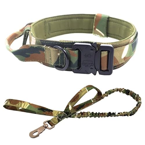 Hundehalsband Trainingshalsbänder Design Hundehalsband für große Hunde Militärisches Hundehalsband für mittelgroße und große Hunde Heimtierbedarf-Camouflage-Set,L(45-55cm) von LORSHEL