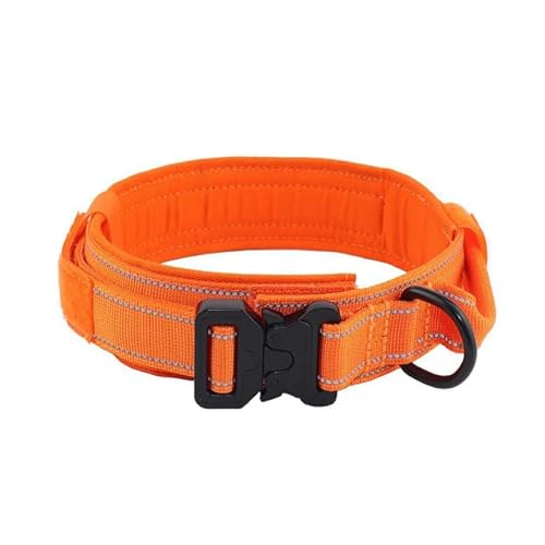 Hundehalsband Trainingshalsbänder Design Hundehalsband für große Hunde Militärisches Hundehalsband für mittelgroße und große Hunde Heimtierbedarf-Halsband-Orange,M(38-47cm) von LORSHEL