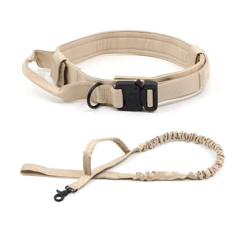 Hundehalsband Trainingshalsbänder Design Hundehalsband für große Hunde Militärisches Hundehalsband für mittelgroße und große Hunde Heimtierbedarf-Khaki-Set,L(45-55cm) von LORSHEL