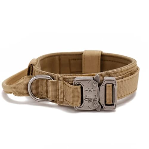 Hundehalsband Trainingshalsbänder Design Hundehalsband für große Hunde Militärisches Hundehalsband für mittelgroße und große Hunde Heimtierbedarf-Kragen-Khaki,L(45-55cm) von LORSHEL