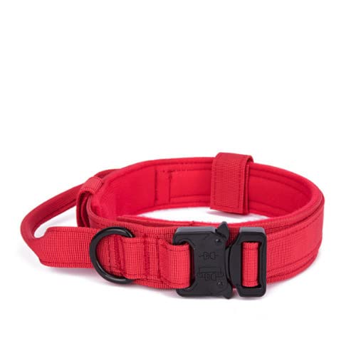 Hundehalsband Trainingshalsbänder Design Hundehalsband für große Hunde Militärisches Hundehalsband für mittelgroße und große Hunde Heimtierbedarf-Kragen-Rot,M(38-47cm) von LORSHEL