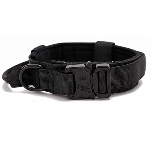 Hundehalsband Trainingshalsbänder Design Hundehalsband für große Hunde Militärisches Hundehalsband für mittelgroße und große Hunde Heimtierbedarf-Kragen-Schwarz,L(45-55cm) von LORSHEL