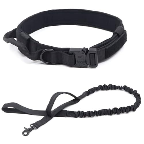 Hundehalsband Trainingshalsbänder Design Hundehalsband für große Hunde Militärisches Hundehalsband für mittelgroße und große Hunde Heimtierbedarf-schwarzes Set,L(45-55cm) von LORSHEL