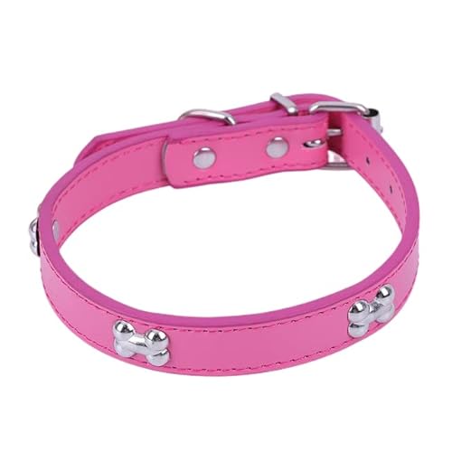 Hundehalsband aus Leder, Knochen, langlebig, Heimtierbedarf, Zubehör, Halsband, Halsband für Hunde, Welpen, Mops, Halsbänder für kleine, große Hunde, Rosa, 1,5 cm x 36 cm von LORSHEL