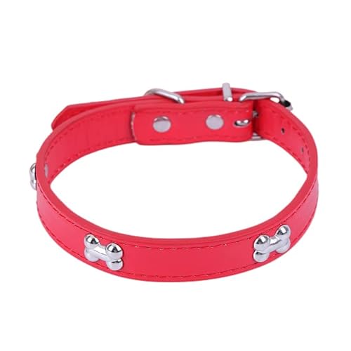 Hundehalsband aus Leder, Knochen, langlebig, Heimtierbedarf, Zubehör, Halsband, Halsband für Hunde, Welpen, Mops, Halsbänder für kleine, große Hunde, rot, 1,5 cm x 36 cm von LORSHEL