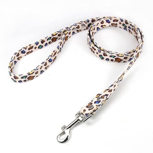 Leopard Haustierhalsband Design Hundehalsbänder Leine Beagle Pet Kit Hundehalsband und Leine Set für Mopshalsband Chihuahua-Weiß, M 2,0 CM 20-27 CM von LORSHEL