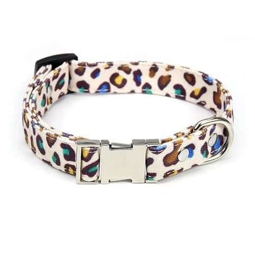 Leopard Pet Collar Design Hundehalsbänder Leine Beagle Pet Kit Hundehalsband und Leine Set für Mopshalsband Chihuahua-Hellgrau, L 2,0 cm, 25–37 cm von LORSHEL