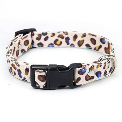 Leopard Pet Collar Design Hundehalsbänder Leine Beagle Pet Kit Hundehalsband und Leine Set für Mopshalsband Chihuahua-Schwarz, M 2,0 cm, 20–27 cm von LORSHEL