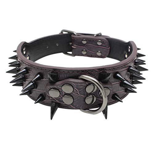 LOSVIP Haustier Lieferungen 2019，Sharp Spiked Studded Lederhalsband für Large Dog (Braun,L) von LOSVIP