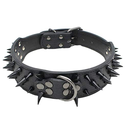 LOSVIP Haustier Lieferungen 2019，Sharp Spiked Studded Lederhalsband für Large Dog (Schwarz,L) von LOSVIP