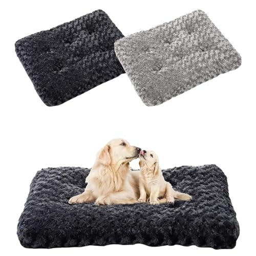 LOTFI Dog Bed - Waterproof Orthopedic Crate Foam Dog Bed, Super Comfy Soft Pet Mat Nonskid Bottom for Home & Office (L-46 * 58cm,Black*1) von LOTFI